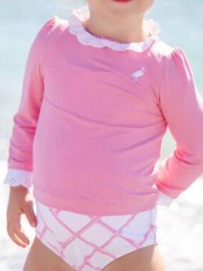 NWT The Beaufort Bonnet Company Pink Long-Sleeve Girls' Rashguard Set size 12